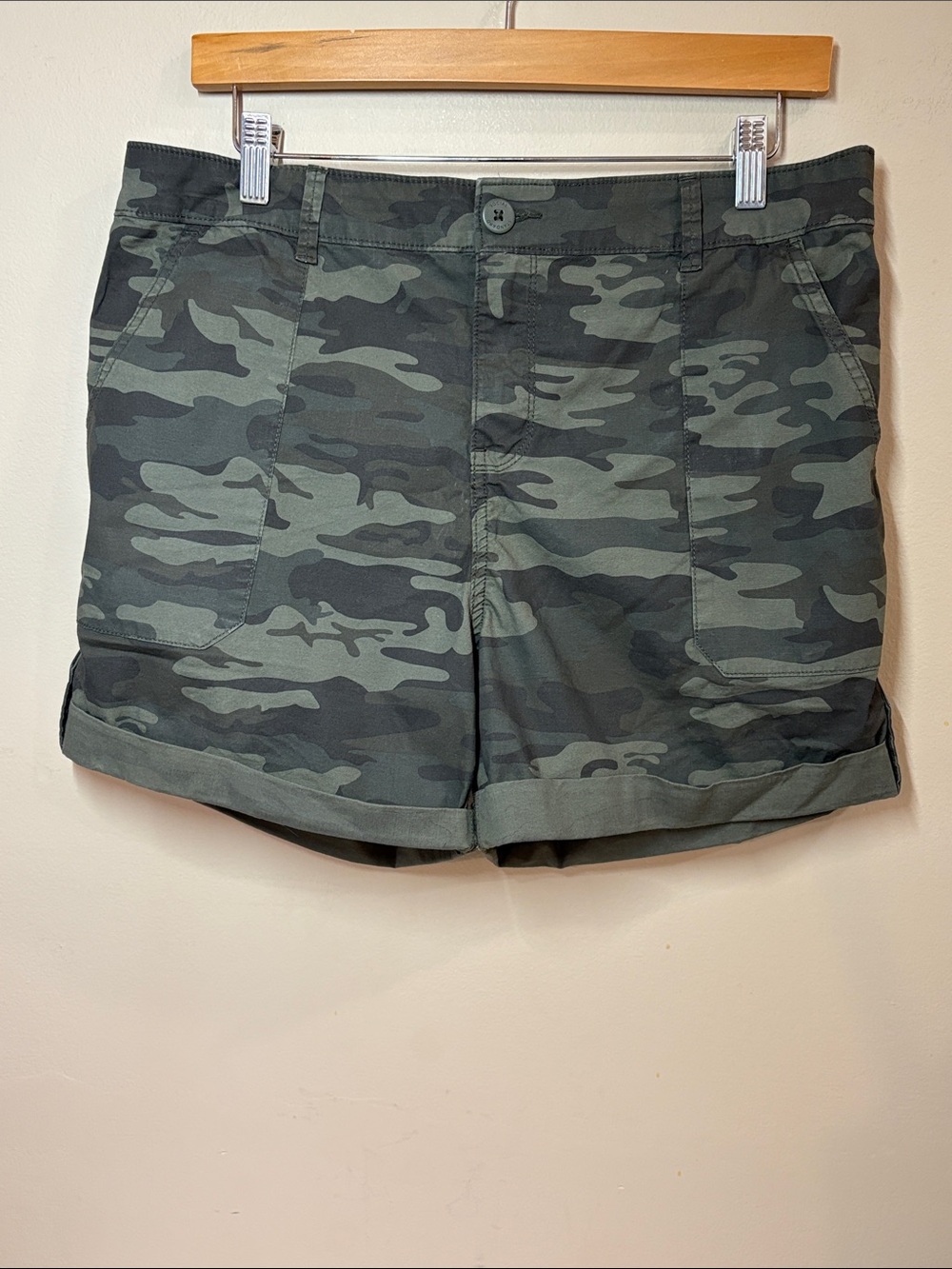 Social Standard Camo Cargo Shorts in Olive Green, L